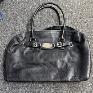 Michael Kors Black Pebbled Leather Weekender Satchel Purse